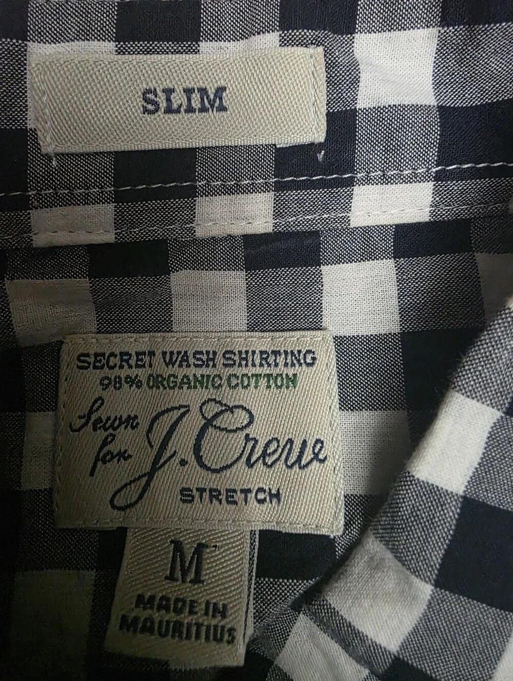 J. Crew Navy and White Gingham Button-Down Shirt